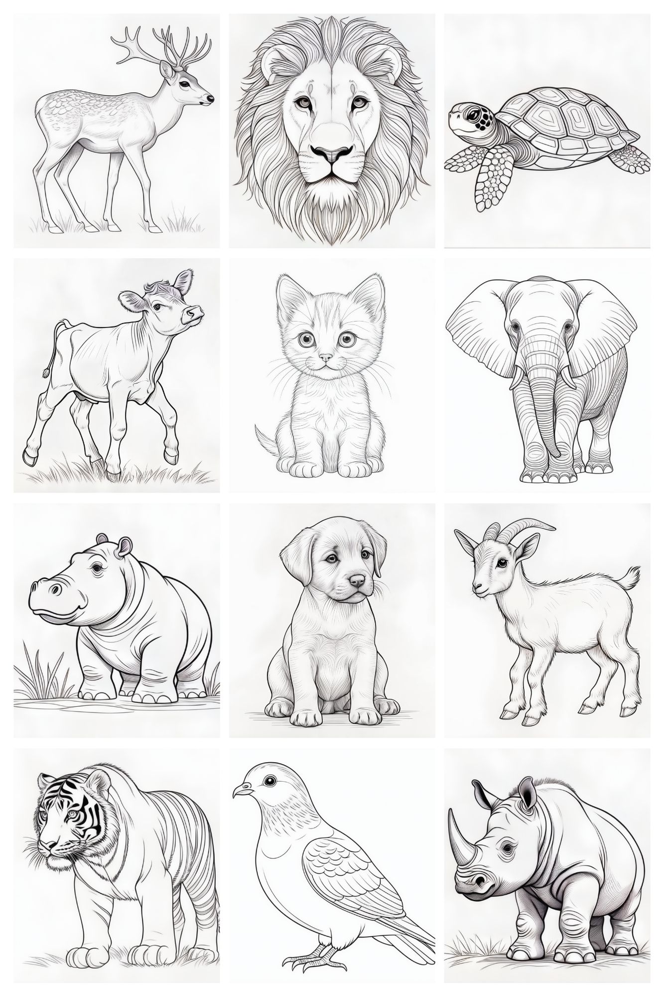 263 Printable Animal Coloring Pages for Kids & Adults – Digital Download