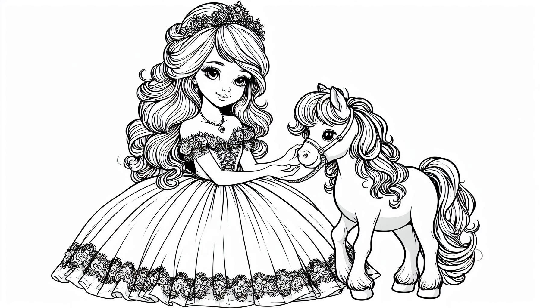 Coloring Princess and Pony